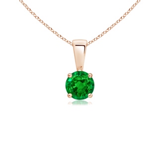 4mm AAAA Classic Round Emerald Solitaire Pendant in 10K Rose Gold