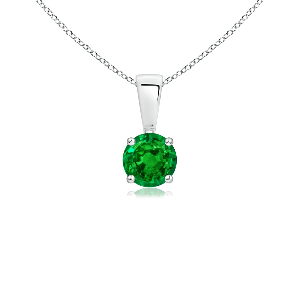 4mm AAAA Classic Round Emerald Solitaire Pendant in S999 Silver