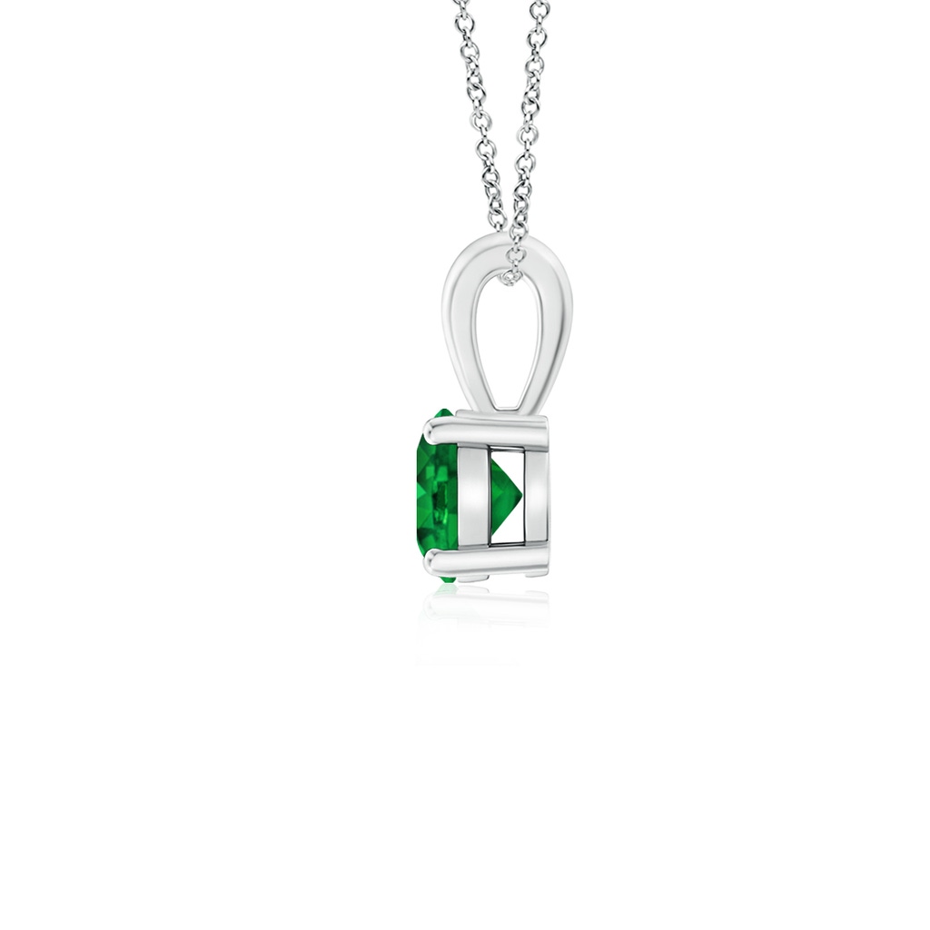 4mm AAAA Classic Prong-Set Round Emerald Solitaire Pendant in S999 Silver - side 199