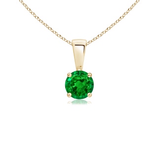 4mm AAAA Classic Round Emerald Solitaire Pendant in Yellow Gold