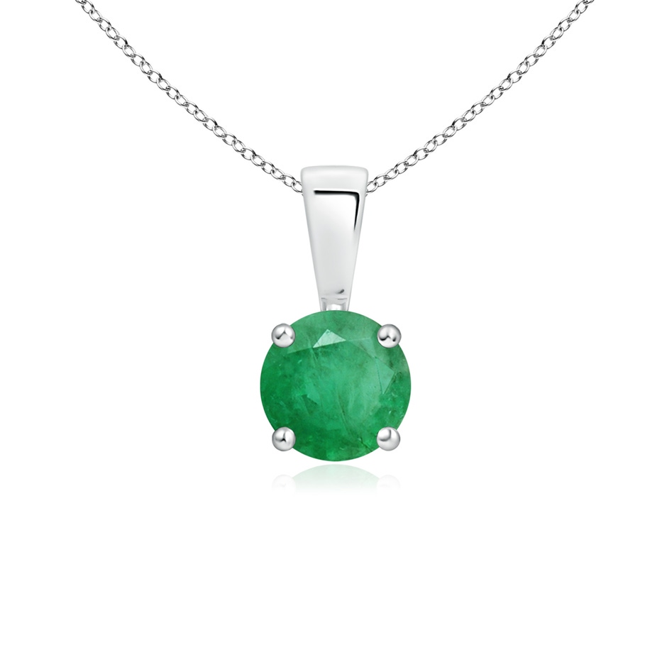 5mm A Classic Prong-Set Round Emerald Solitaire Pendant in P950 Platinum 