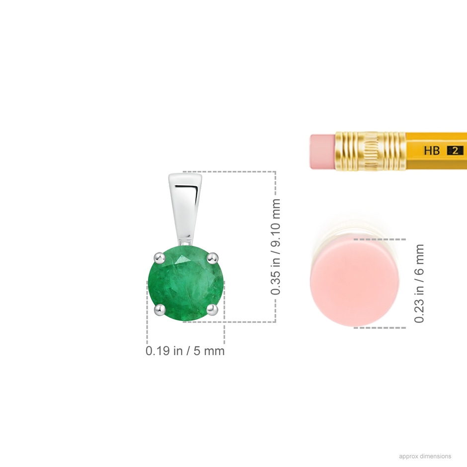 5mm A Classic Prong-Set Round Emerald Solitaire Pendant in P950 Platinum ruler