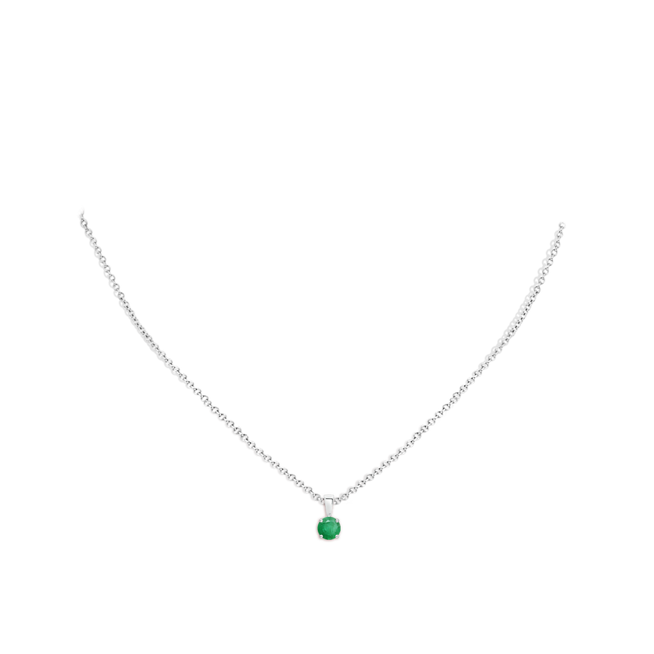 5mm A Classic Prong-Set Round Emerald Solitaire Pendant in P950 Platinum pen