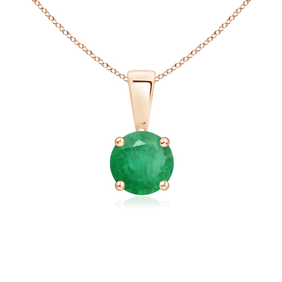 5mm A Classic Prong-Set Round Emerald Solitaire Pendant in Rose Gold 