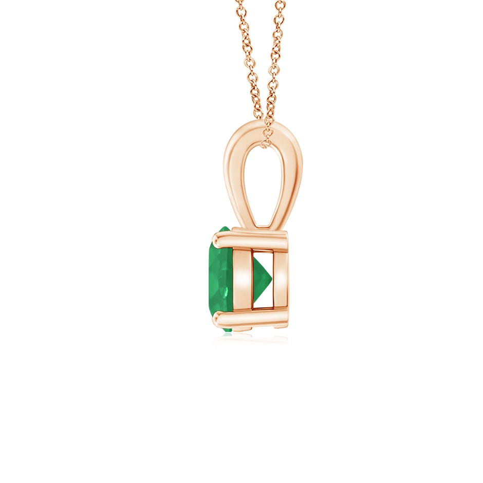 5mm A Classic Prong-Set Round Emerald Solitaire Pendant in Rose Gold side 199