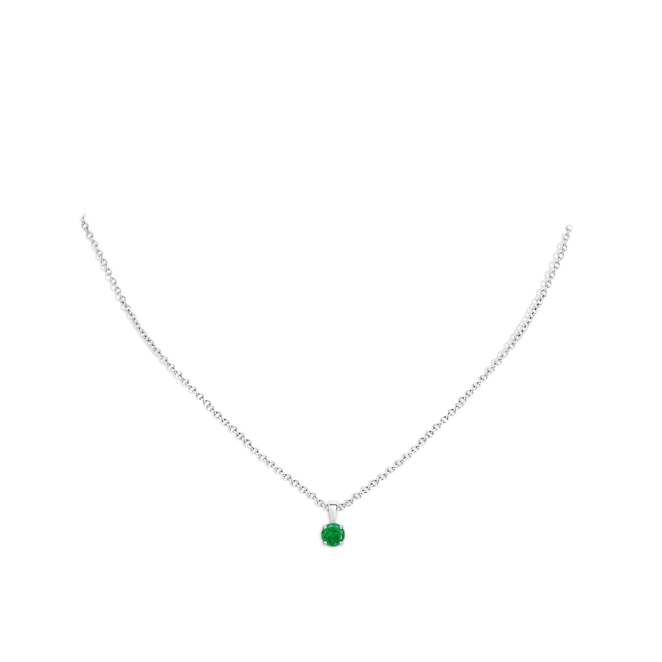 5mm AA Classic Prong-Set Round Emerald Solitaire Pendant in White Gold pen