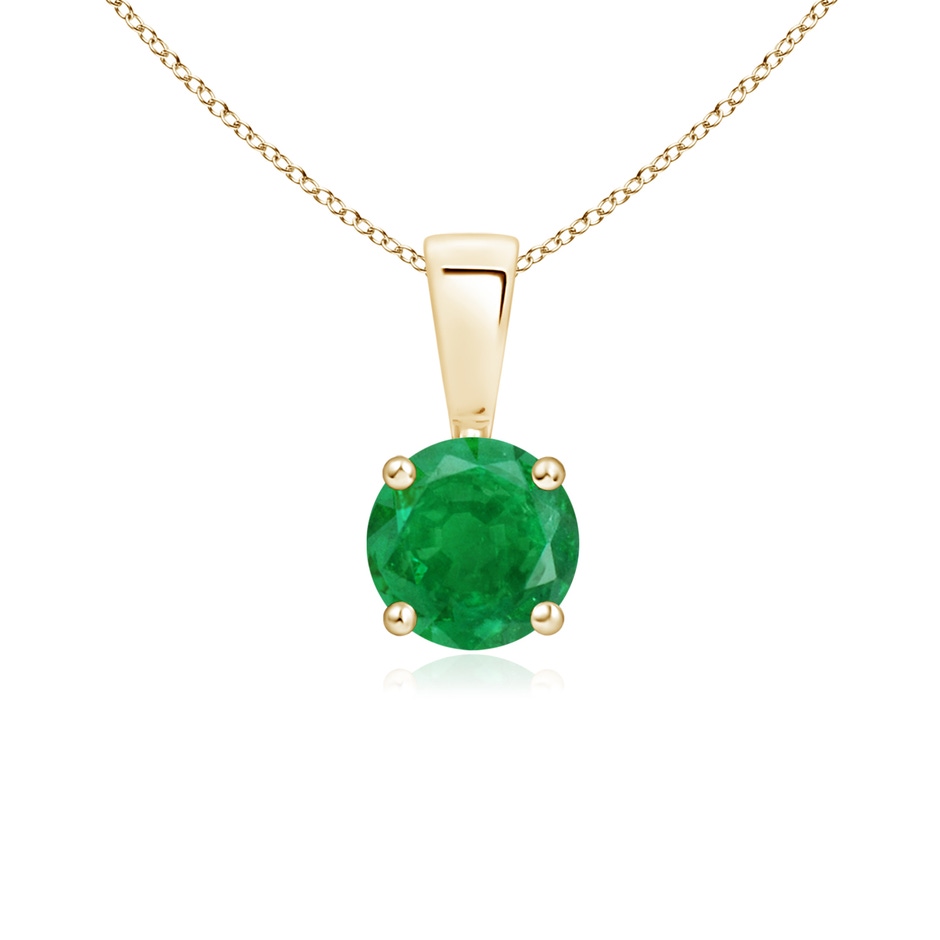 5mm AA Classic Prong-Set Round Emerald Solitaire Pendant in Yellow Gold 