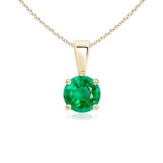 5mm AAA Classic Round Emerald Solitaire Pendant in 9K Yellow Gold