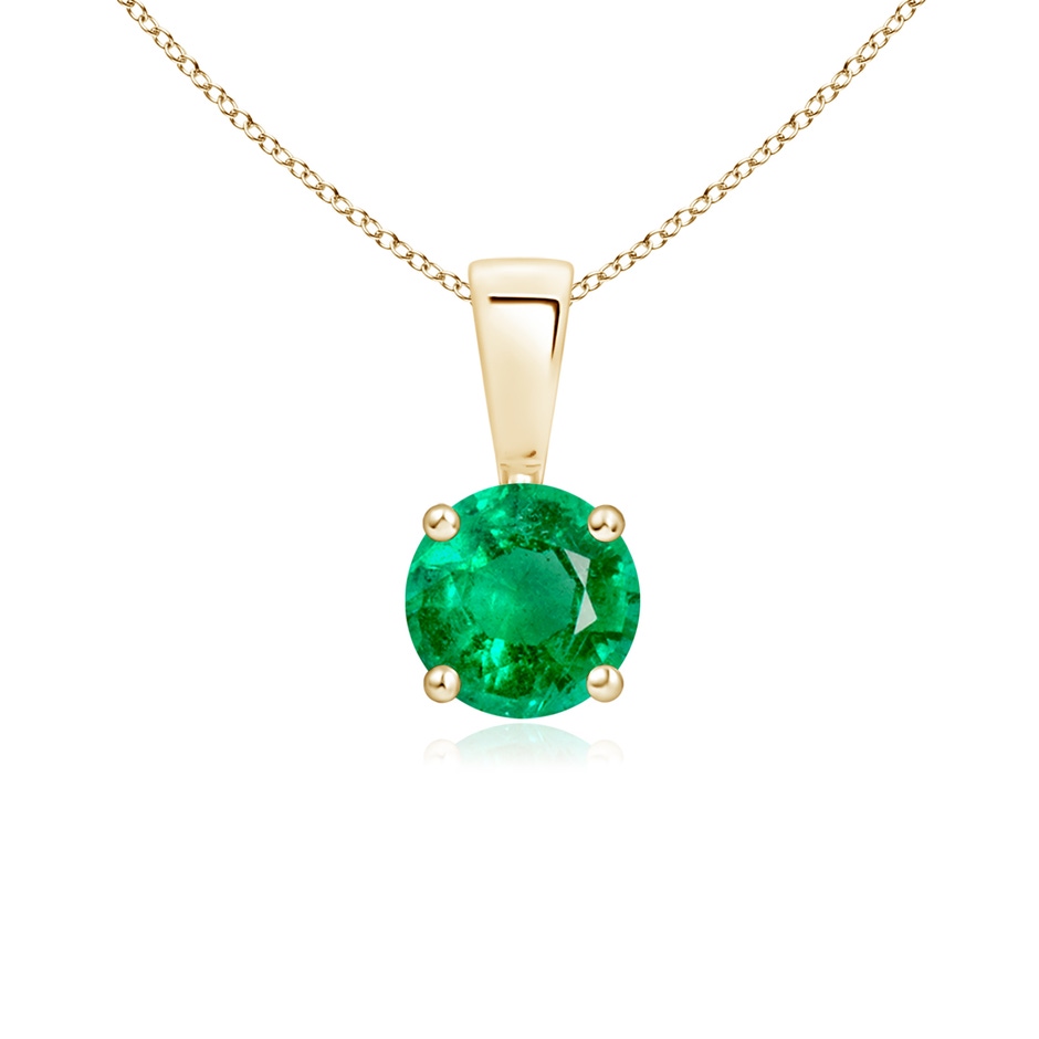 5mm AAA Classic Round Emerald Solitaire Pendant in 9K Yellow Gold 