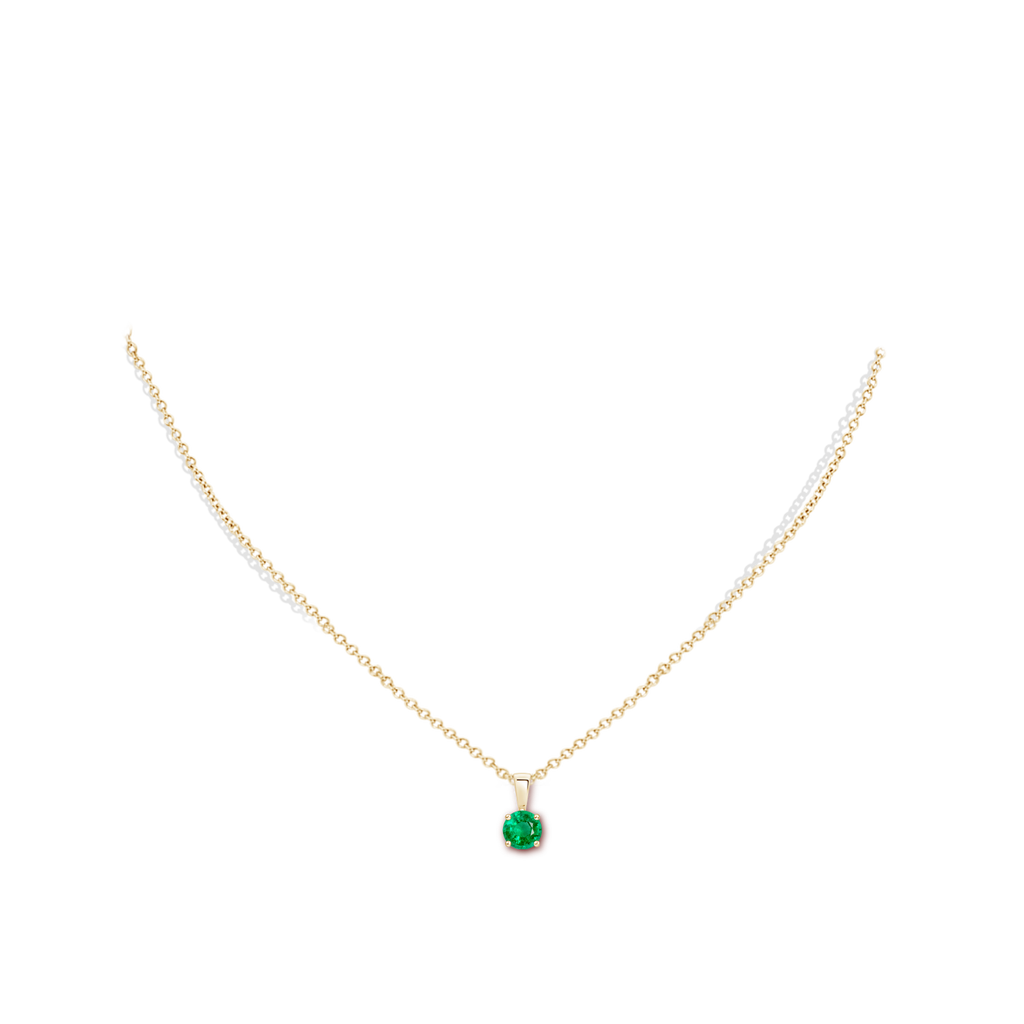 5mm AAA Classic Round Emerald Solitaire Pendant in 9K Yellow Gold pen