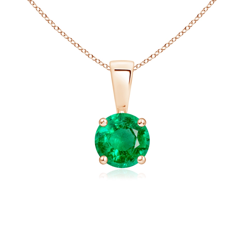 5mm AAA Classic Prong-Set Round Emerald Solitaire Pendant in Rose Gold 