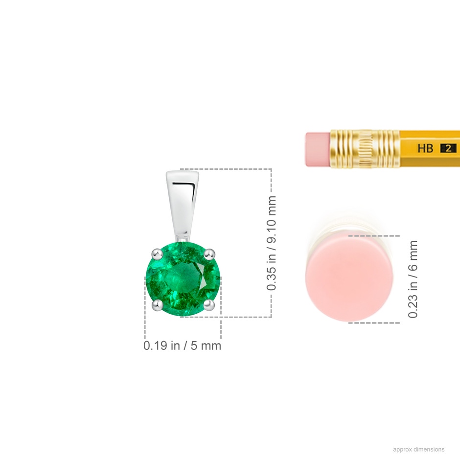 5mm AAA Classic Prong-Set Round Emerald Solitaire Pendant in S999 Silver ruler