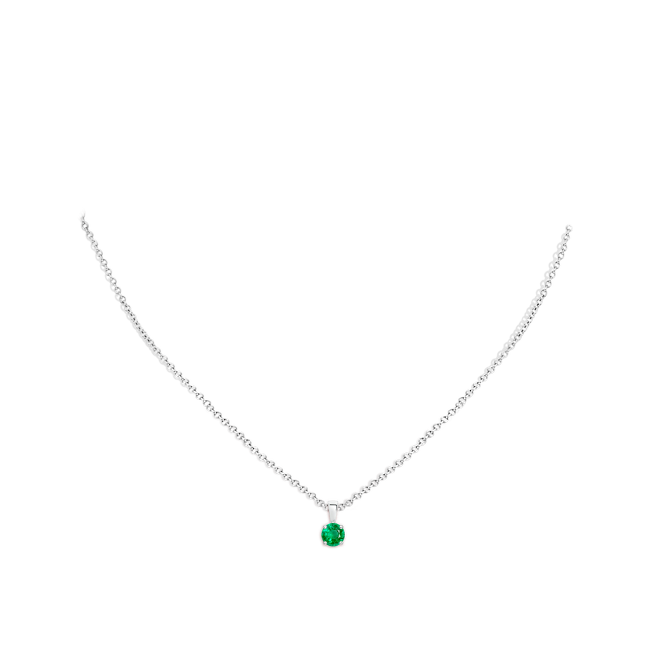 5mm AAA Classic Prong-Set Round Emerald Solitaire Pendant in S999 Silver pen