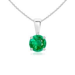 5mm AAA Classic Round Emerald Solitaire Pendant in White Gold