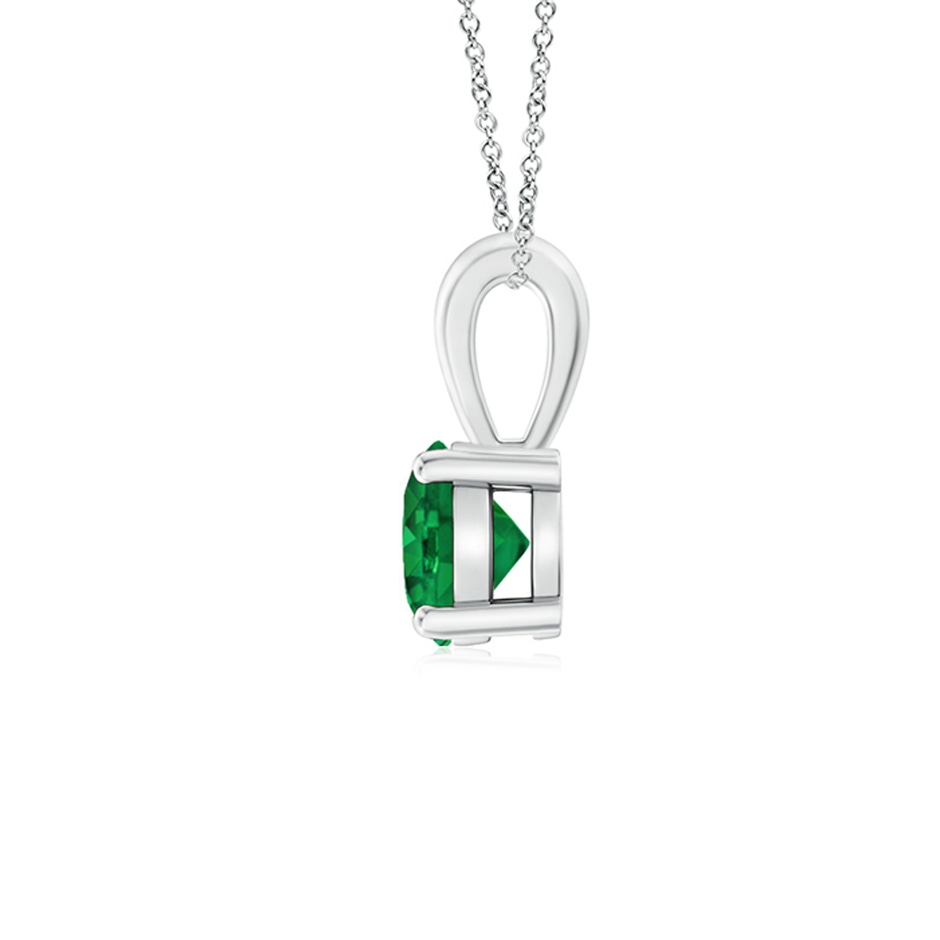 5mm AAA Classic Round Emerald Solitaire Pendant in White Gold Side 199
