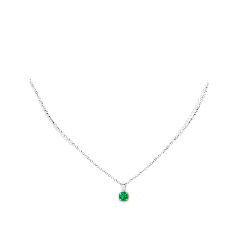 5mm AAA Classic Round Emerald Solitaire Pendant in White Gold pen