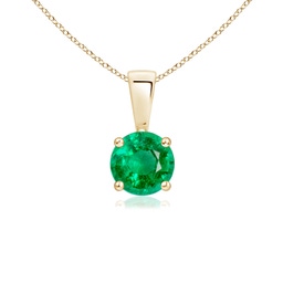 5mm AAA Classic Round Emerald Solitaire Pendant in Yellow Gold