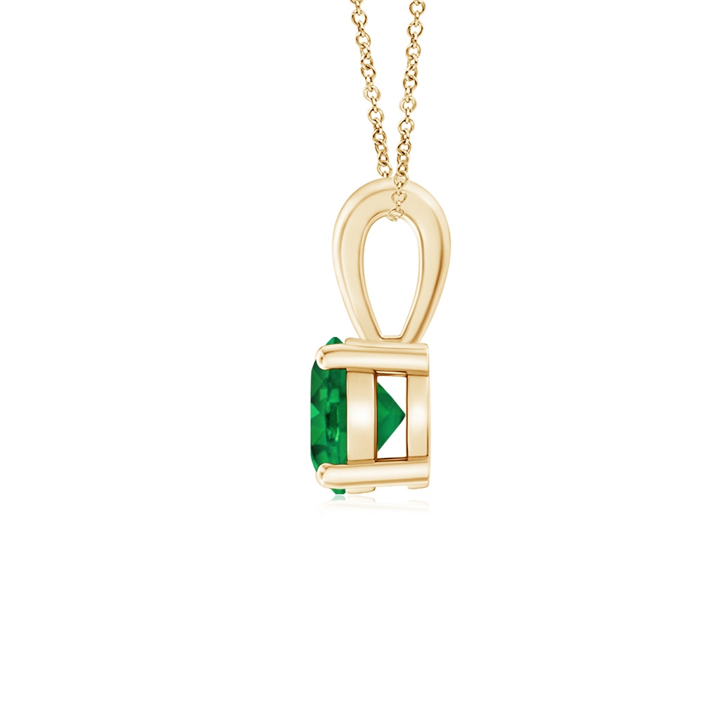 5mm AAA Classic Prong-Set Round Emerald Solitaire Pendant in Yellow Gold - side 199