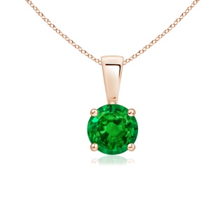 5mm AAAA Classic Round Emerald Solitaire Pendant in Rose Gold