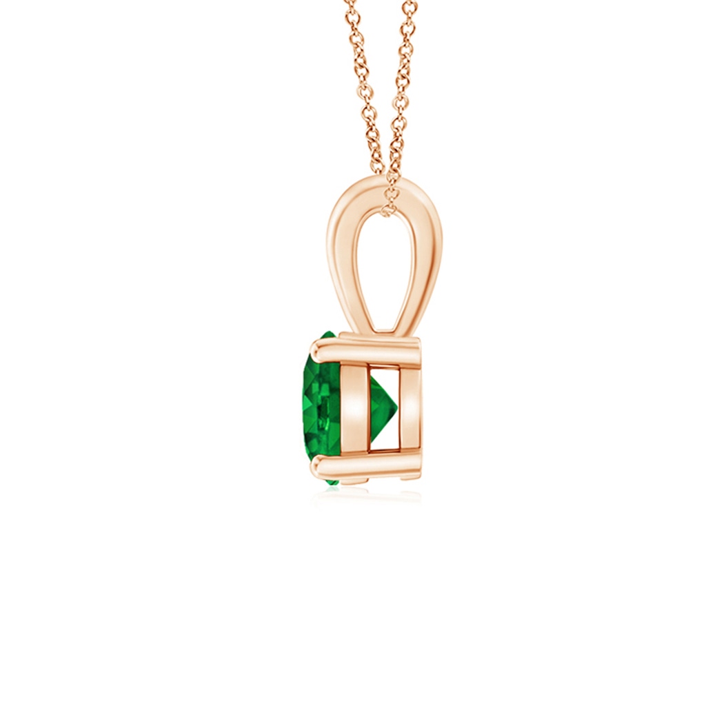 5mm AAAA Classic Round Emerald Solitaire Pendant in Rose Gold Side 199