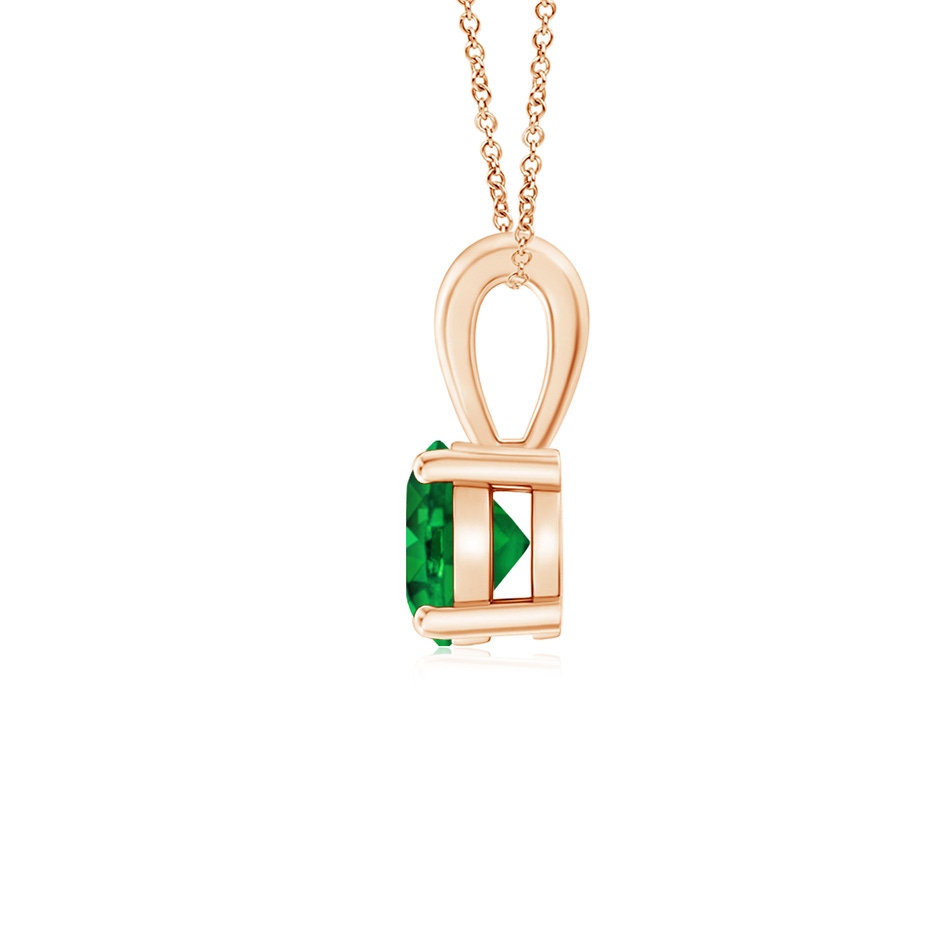 5mm AAAA Classic Prong-Set Round Emerald Solitaire Pendant in Rose Gold side 199