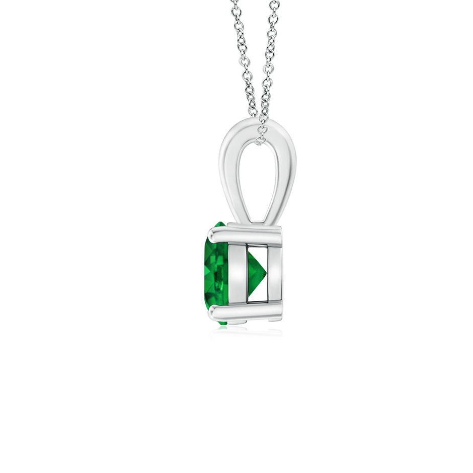 5mm AAAA Classic Prong-Set Round Emerald Solitaire Pendant in S999 Silver side 199