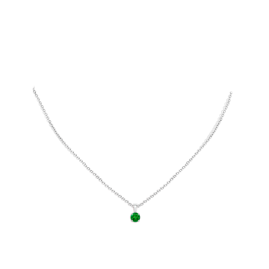 5mm AAAA Classic Prong-Set Round Emerald Solitaire Pendant in S999 Silver pen