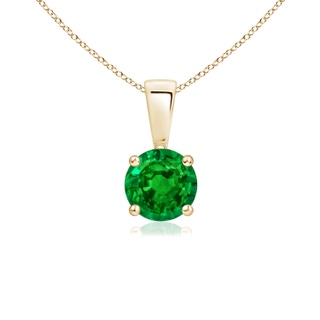 5mm AAAA Classic Round Emerald Solitaire Pendant in Yellow Gold