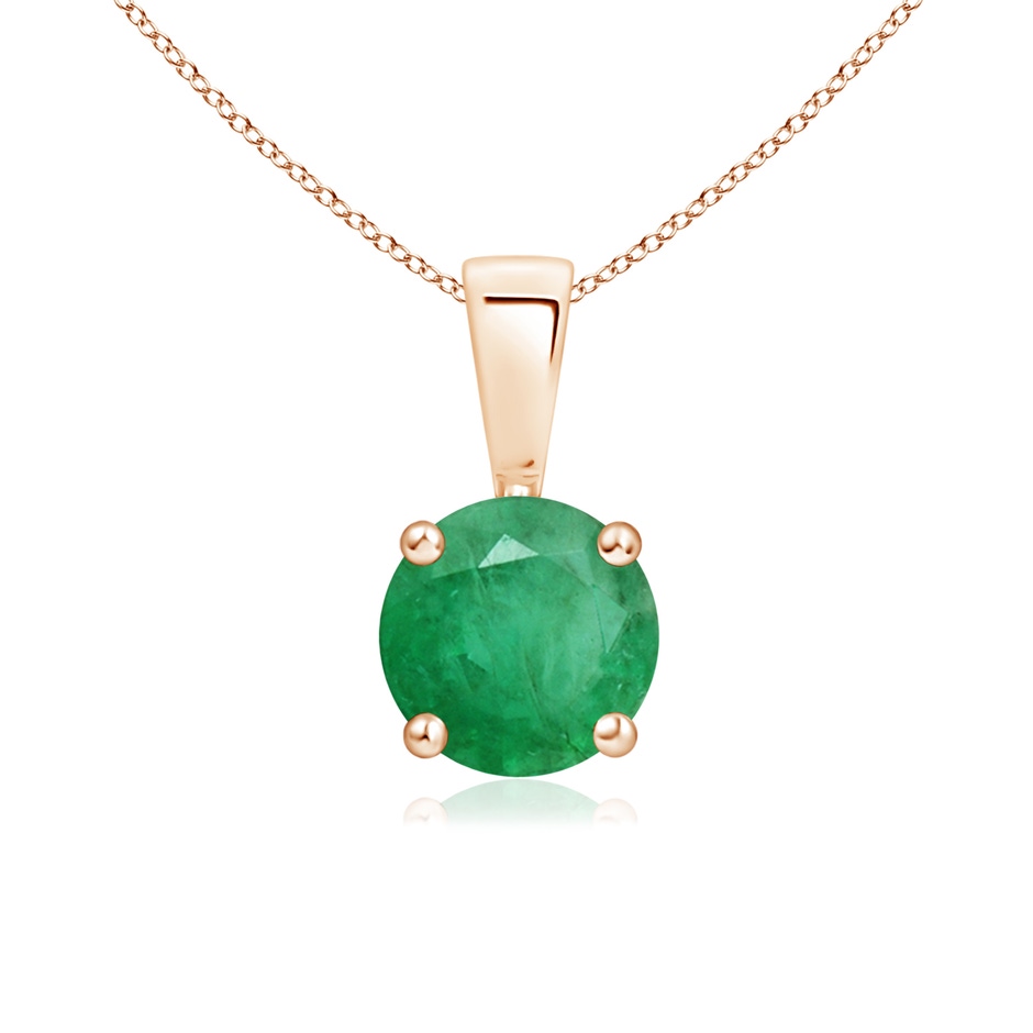 6mm A Classic Prong-Set Round Emerald Solitaire Pendant in Rose Gold 