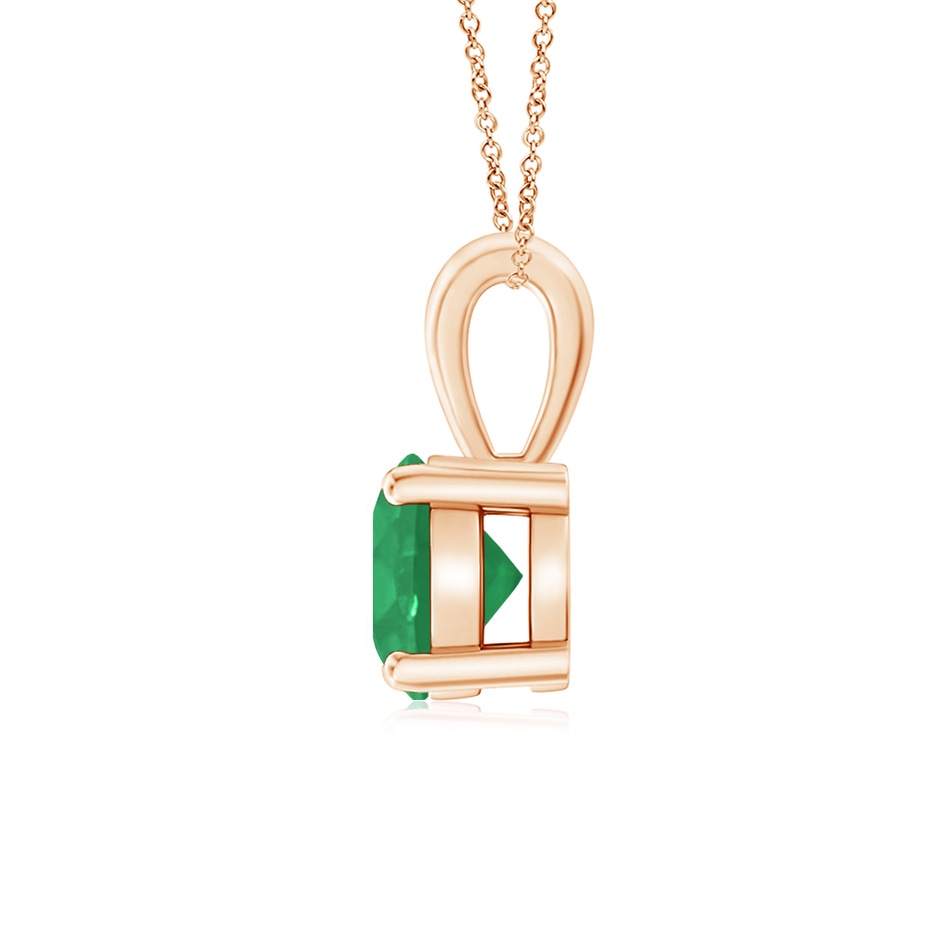 6mm A Classic Prong-Set Round Emerald Solitaire Pendant in Rose Gold side 199