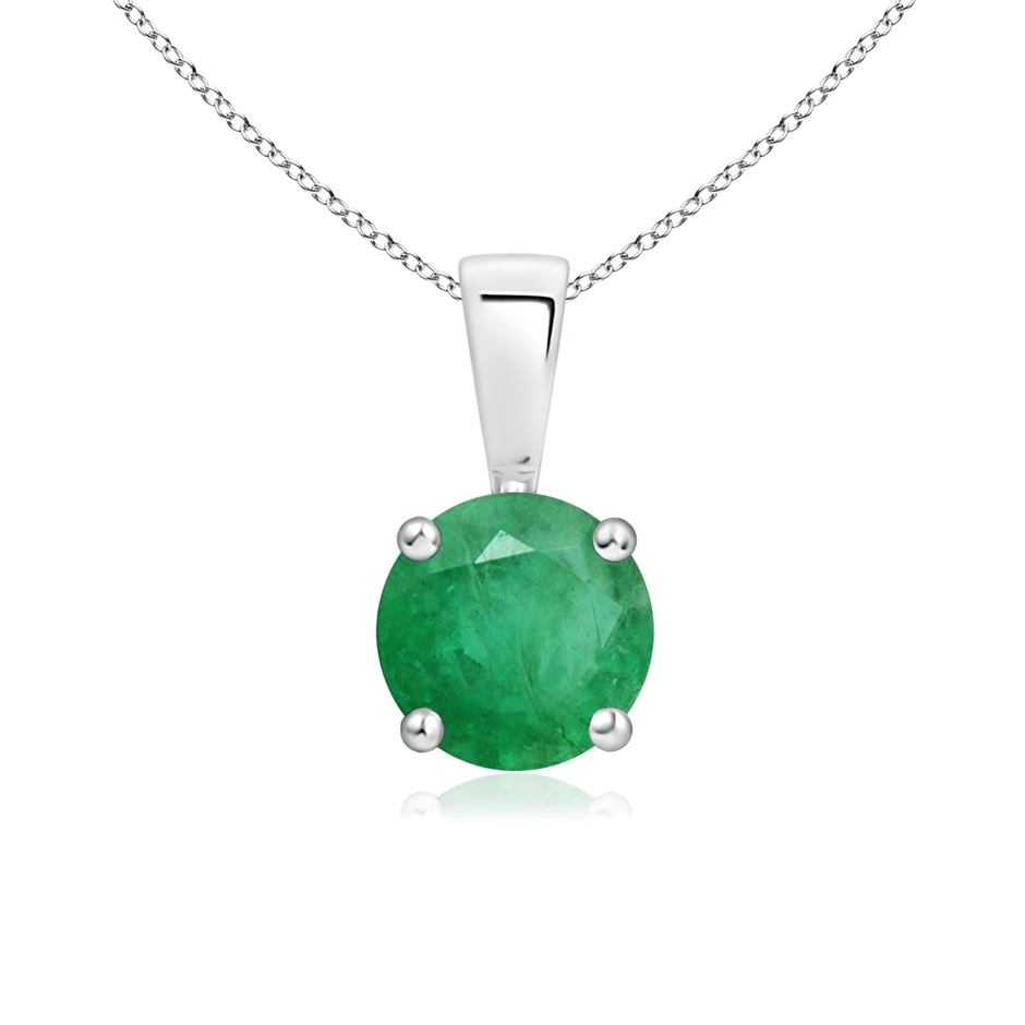 6mm A Classic Prong-Set Round Emerald Solitaire Pendant in White Gold 
