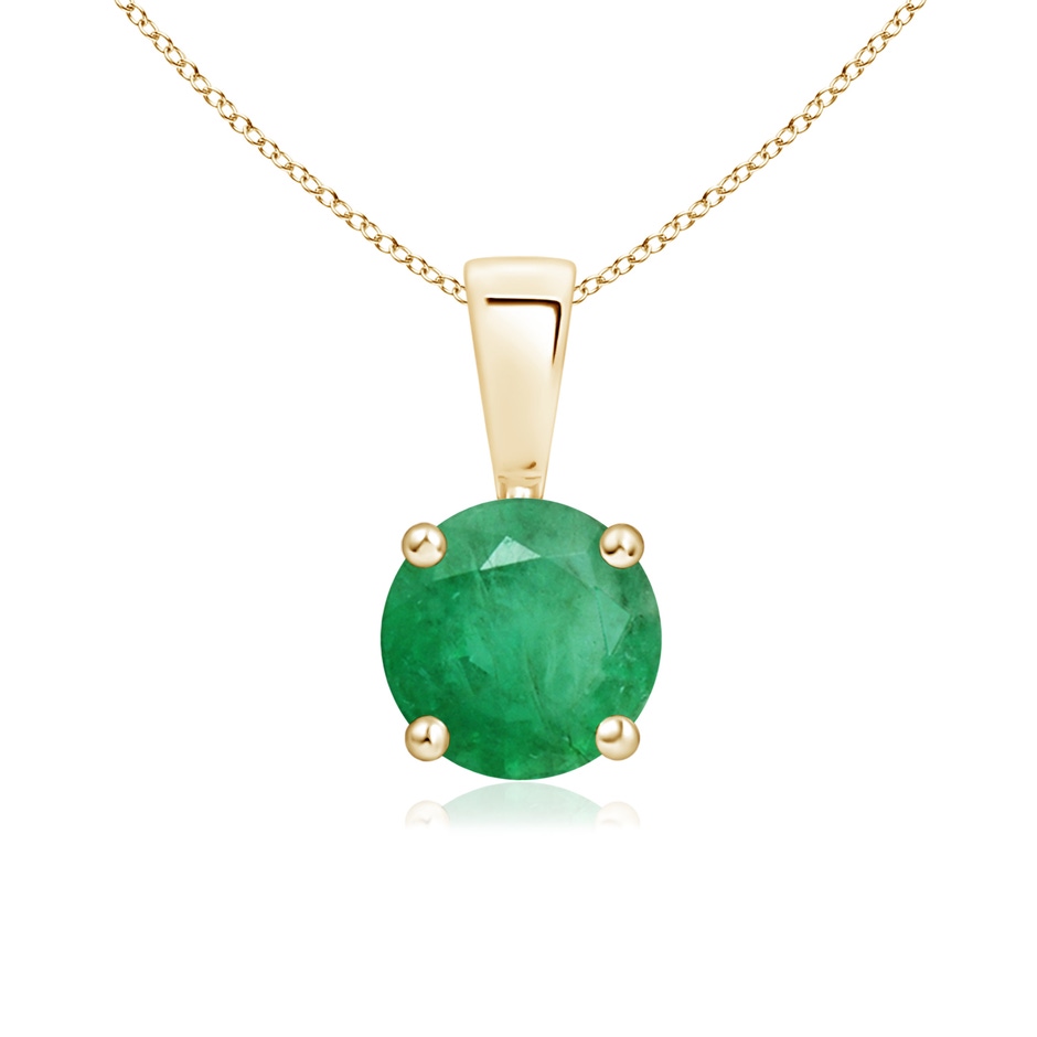 6mm A Classic Prong-Set Round Emerald Solitaire Pendant in Yellow Gold 