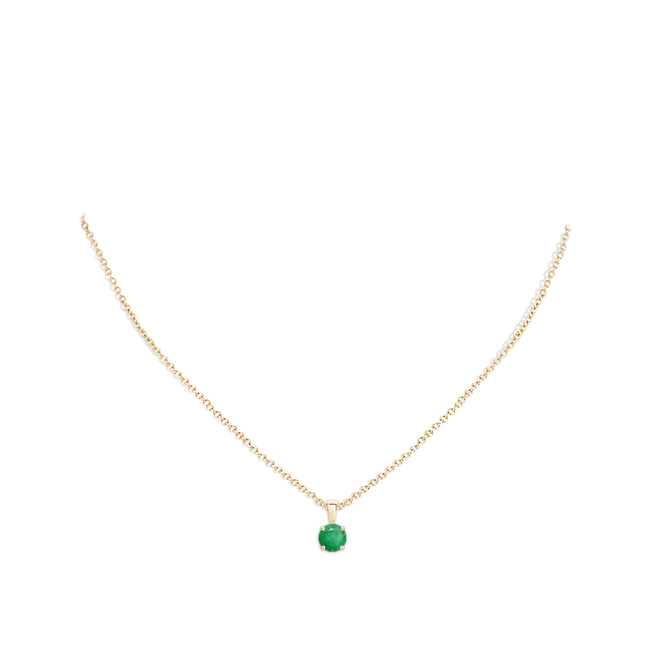 6mm A Classic Prong-Set Round Emerald Solitaire Pendant in Yellow Gold pen