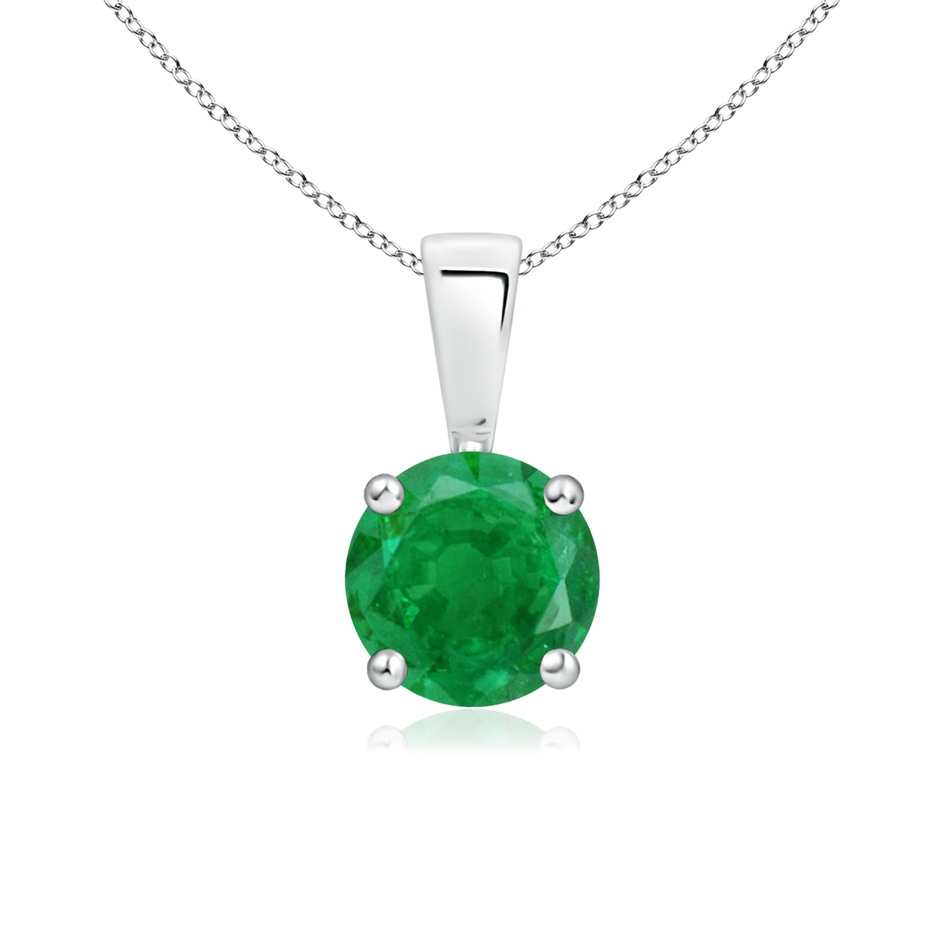 6mm AA Classic Prong-Set Round Emerald Solitaire Pendant in P950 Platinum 