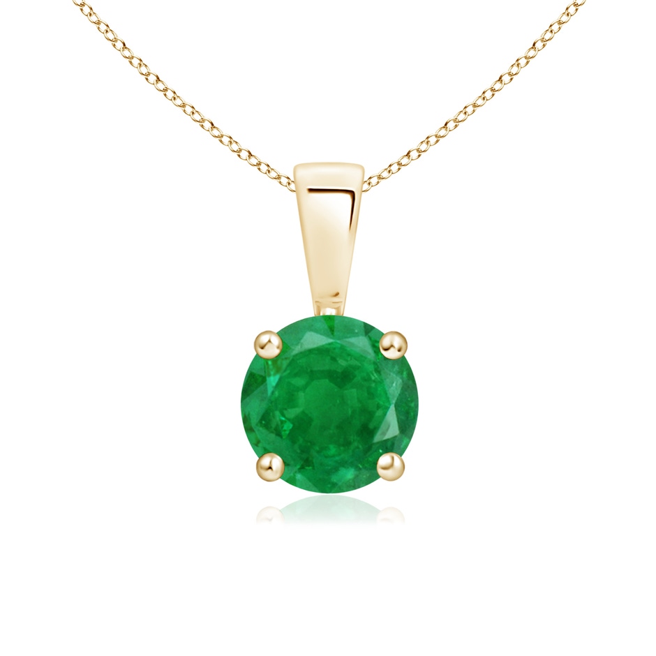 6mm AA Classic Prong-Set Round Emerald Solitaire Pendant in Yellow Gold 