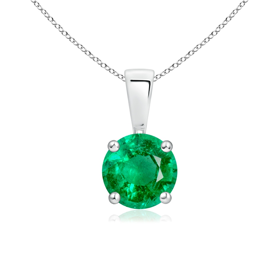 6mm AAA Classic Prong-Set Round Emerald Solitaire Pendant in P950 Platinum 