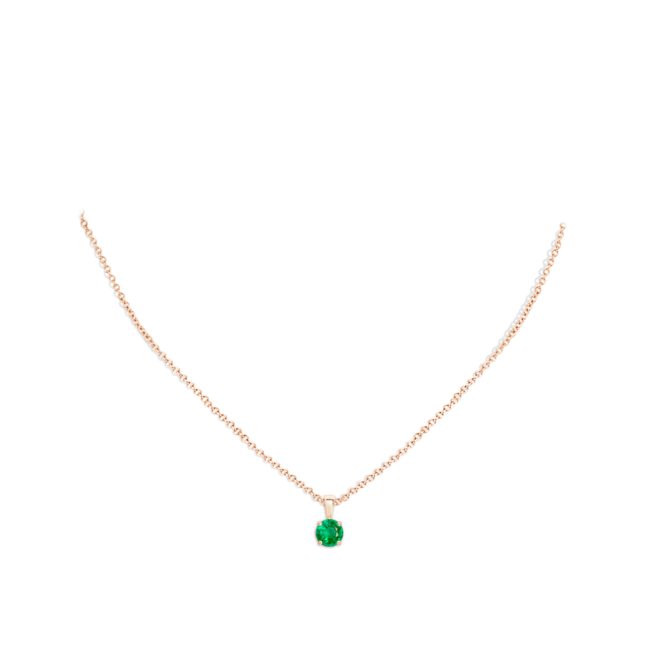 6mm AAA Classic Prong-Set Round Emerald Solitaire Pendant in Rose Gold pen
