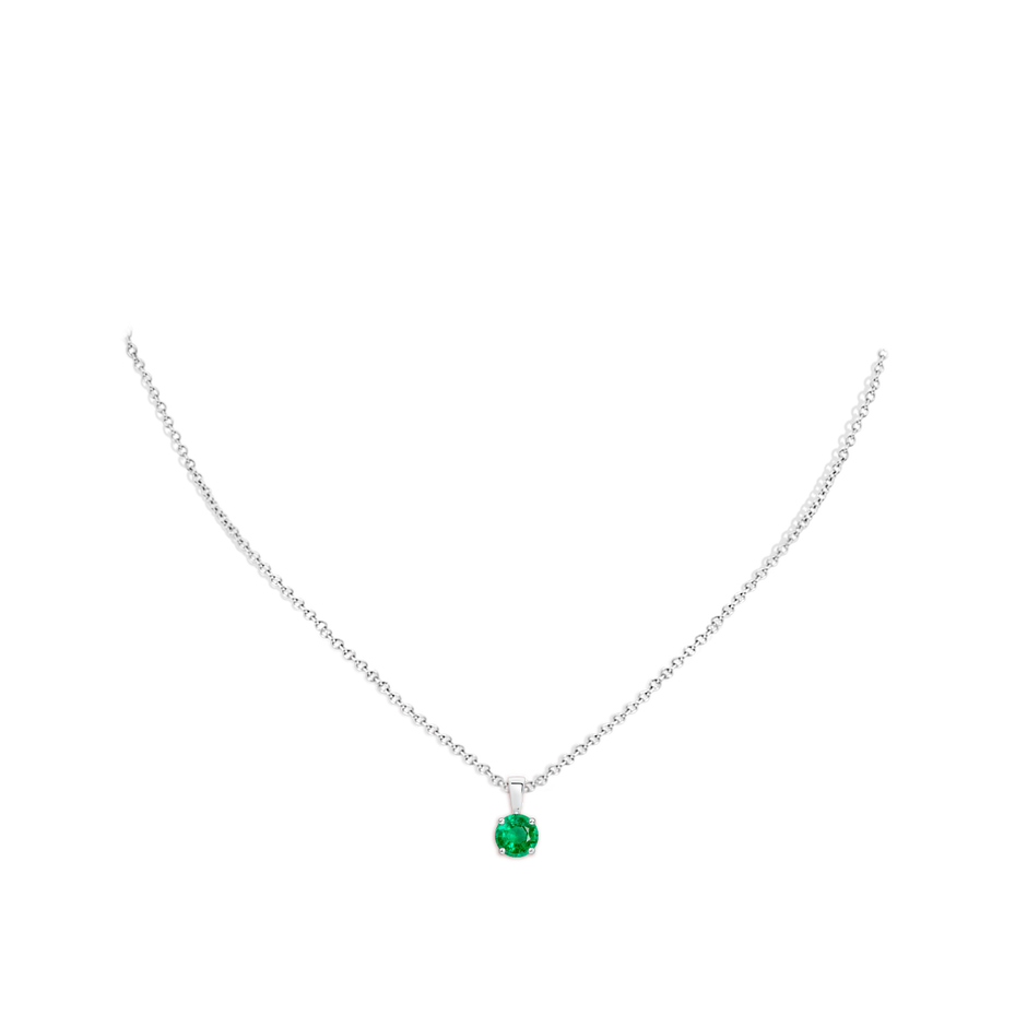 6mm AAA Classic Prong-Set Round Emerald Solitaire Pendant in S999 Silver pen