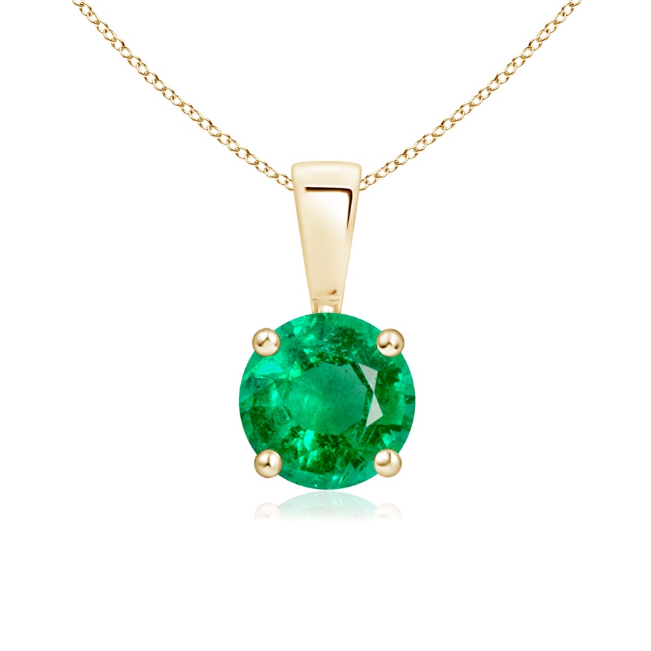 6mm AAA Classic Prong-Set Round Emerald Solitaire Pendant in Yellow Gold 