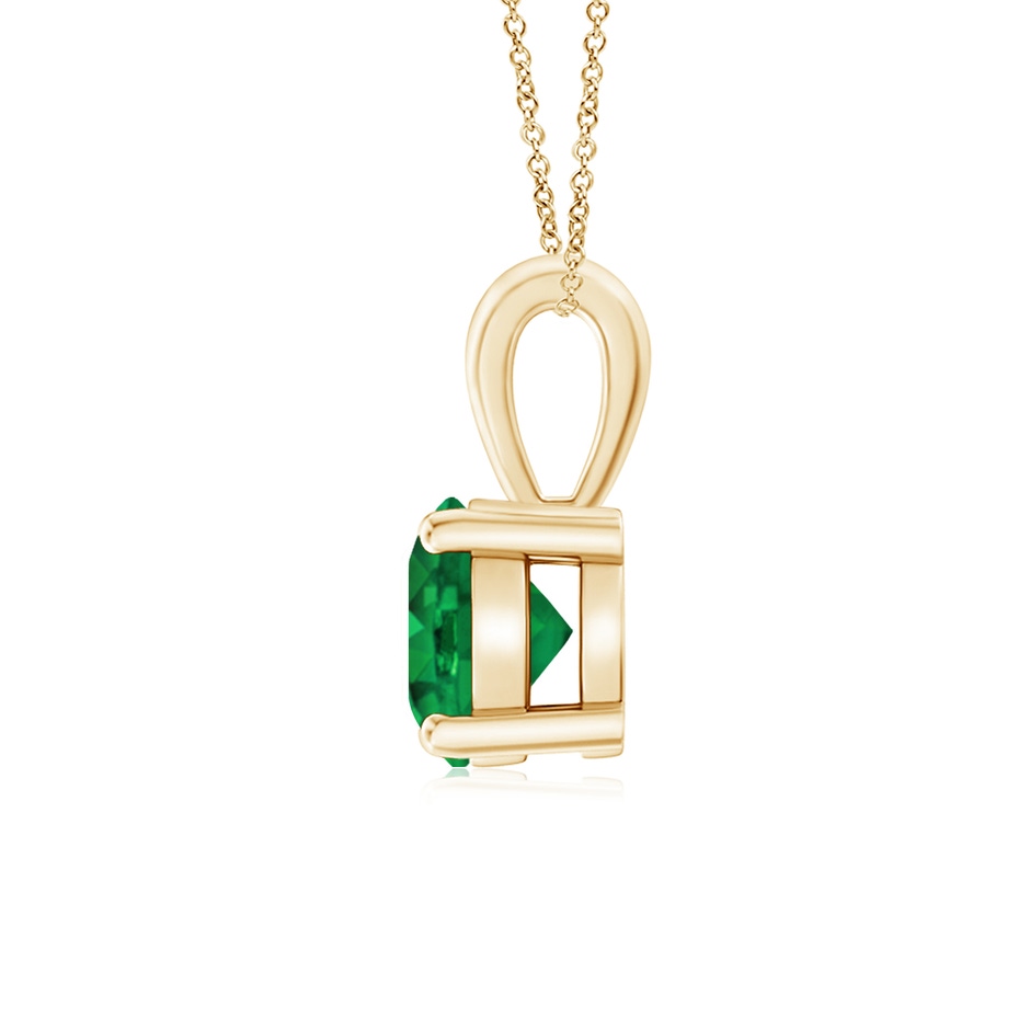6mm AAA Classic Prong-Set Round Emerald Solitaire Pendant in Yellow Gold side 199