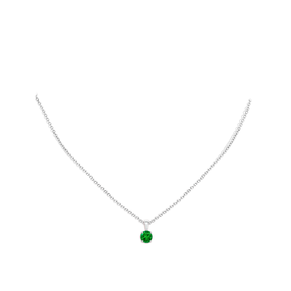 6mm AAAA Classic Prong-Set Round Emerald Solitaire Pendant in P950 Platinum pen