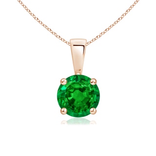 6mm AAAA Classic Round Emerald Solitaire Pendant in Rose Gold