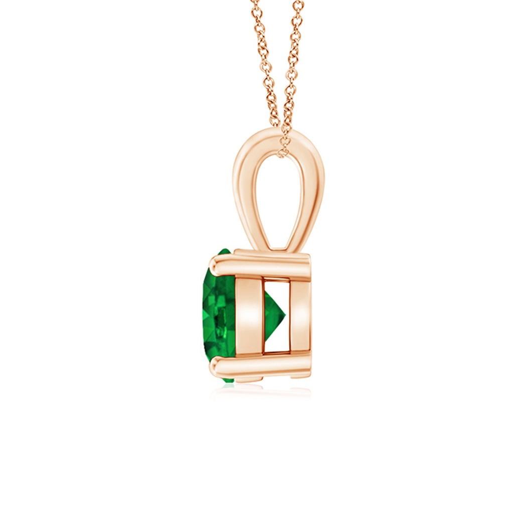 6mm AAAA Classic Round Emerald Solitaire Pendant in Rose Gold Side 199