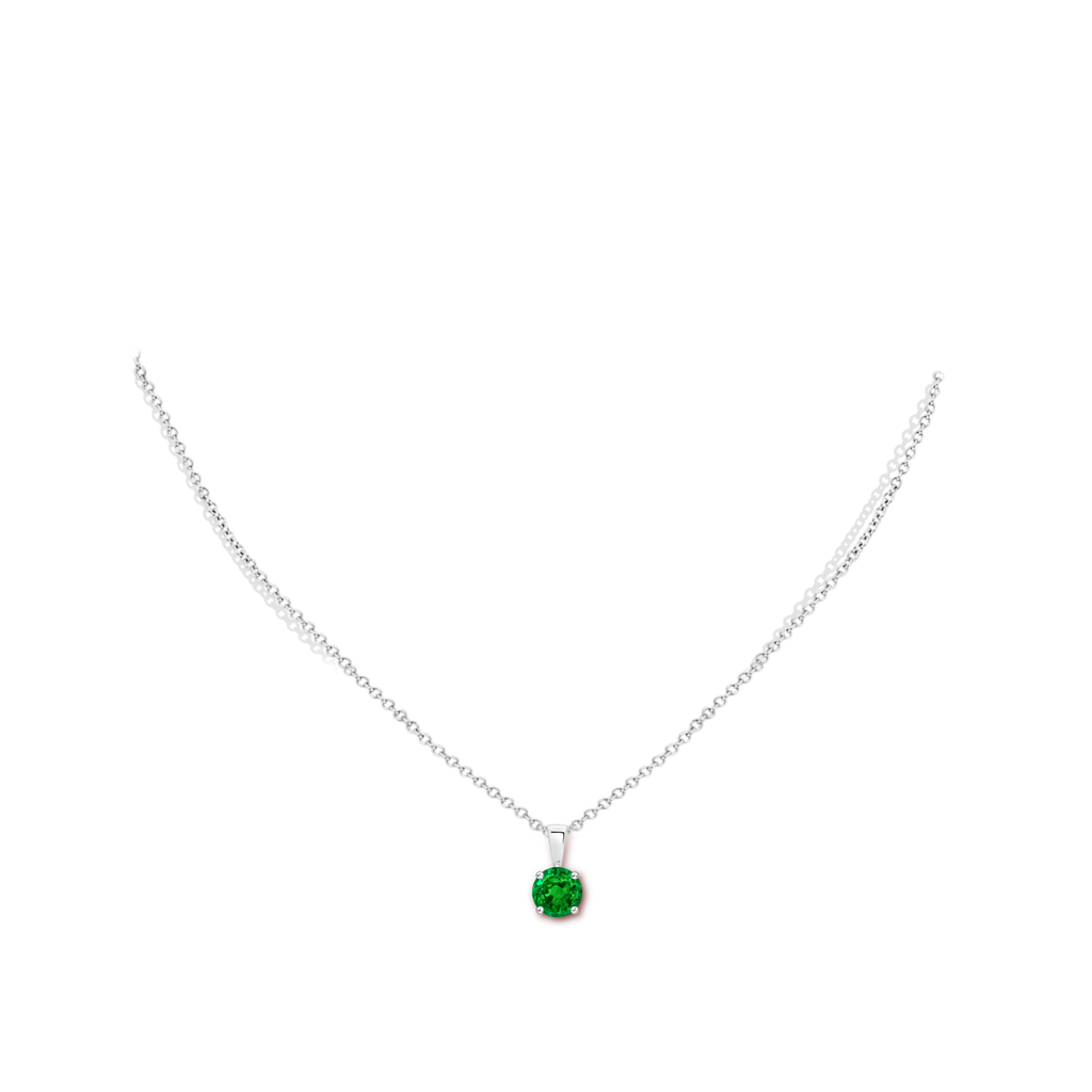 6mm AAAA Classic Round Emerald Solitaire Pendant in S999 Silver pen