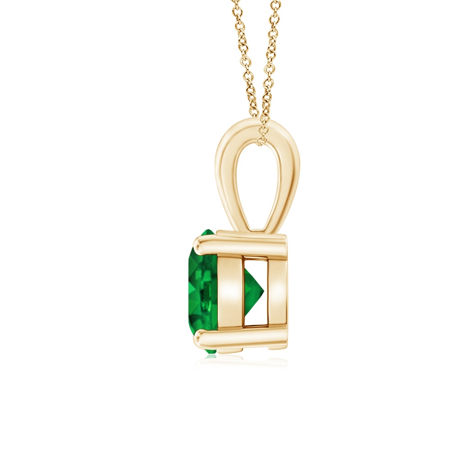 6mm AAAA Classic Prong-Set Round Emerald Solitaire Pendant in Yellow Gold side 199