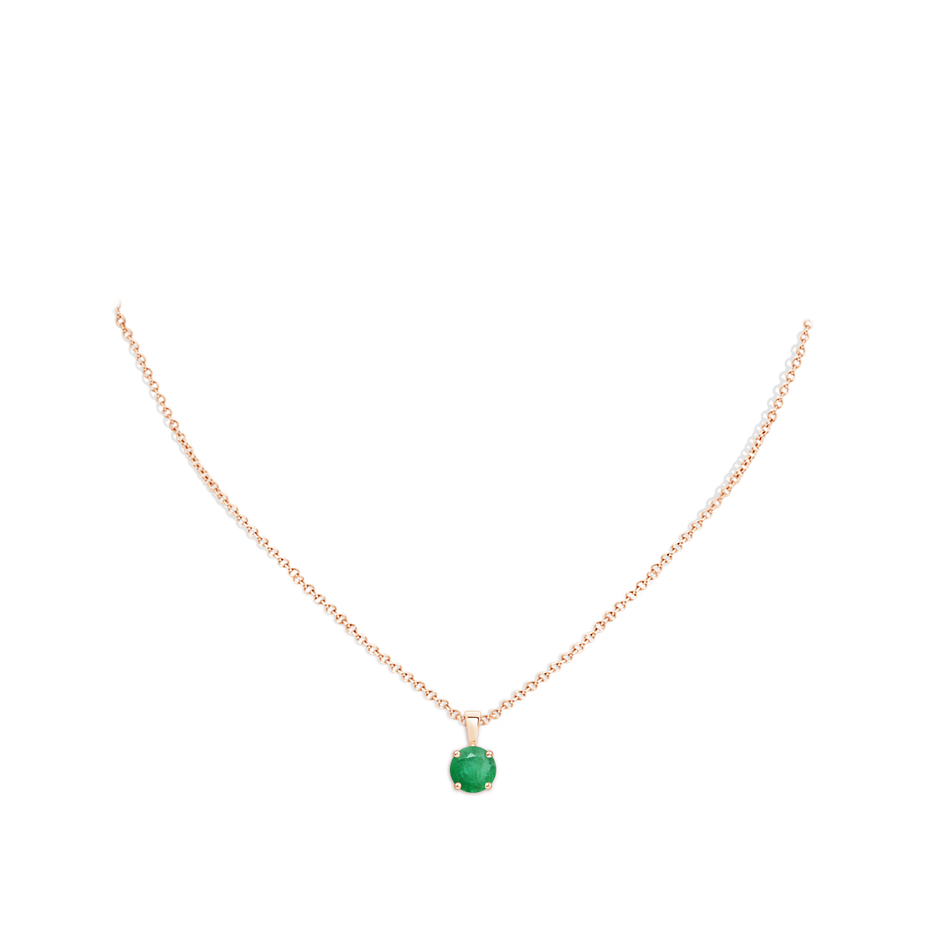 7mm A Classic Prong-Set Round Emerald Solitaire Pendant in Rose Gold pen