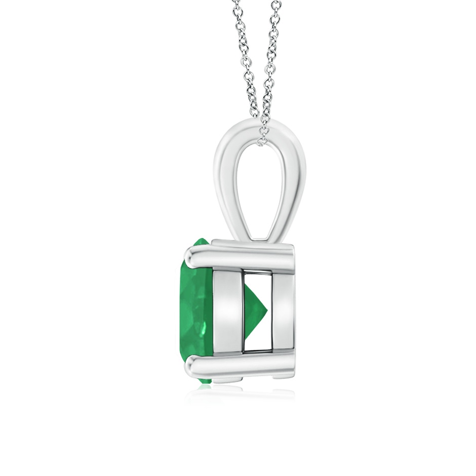 7mm A Classic Prong-Set Round Emerald Solitaire Pendant in White Gold side 199