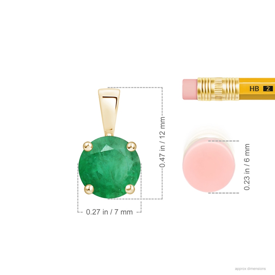 7mm A Classic Prong-Set Round Emerald Solitaire Pendant in Yellow Gold ruler