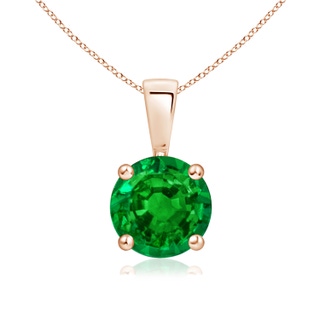 7mm AAAA Classic Round Emerald Solitaire Pendant in 10K Rose Gold