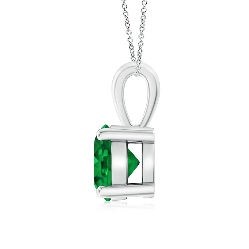 7mm AAAA Classic Prong-Set Round Emerald Solitaire Pendant in P950 Platinum - side 199